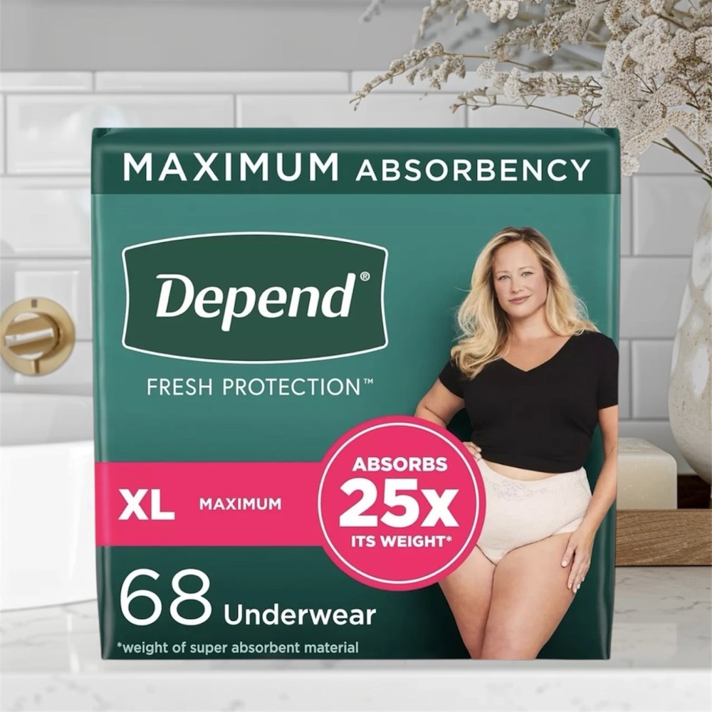 Depend❤️Adult Incontinence Underwear for Women, Brand new sealed box. XL 68